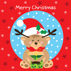christmas card design with cute reindeer