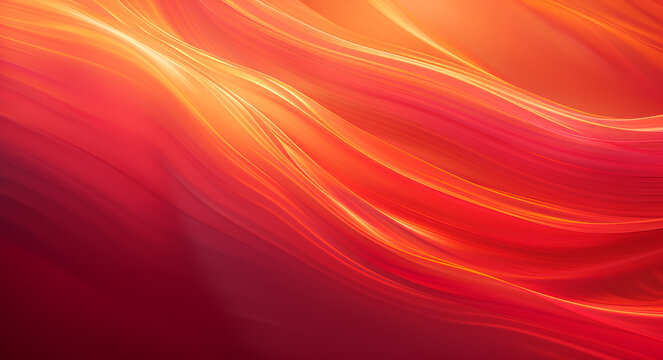 Abstrakcyjne czerwone tło z pomarańczowymi falami światła, dynamiczny ognisty wz&oacute;r.