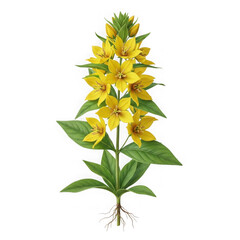 Lysimachia vulgaris, the garden loosestrife, isolated on transparent background