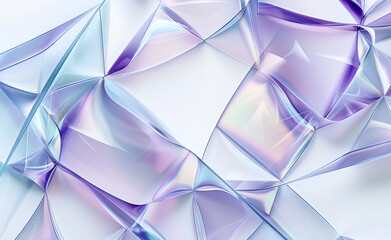 Abstrakcyjne pastelowe kryształy w odcieniach błękitu i fioletu, delikatne szkło na jasnym tle.