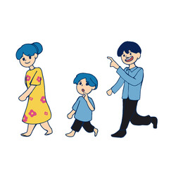 Cute Cartoon Style Family Walking Together Illustration Graphic Asset