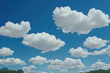 Dreamy blue sky with fluffy clouds for relaxing mood