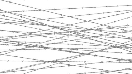 abstract texture of crossing metal wires with dangerous spikes. monochrome steel pattern symbolizing pain and entanglement.