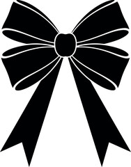 Classic elegant black ribbon bow illustration, isolated graphic