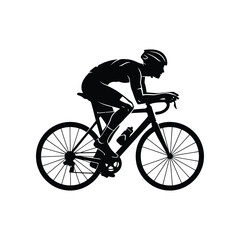 Fototapeta premium Silhouette of cyclist riding a racing bike actively