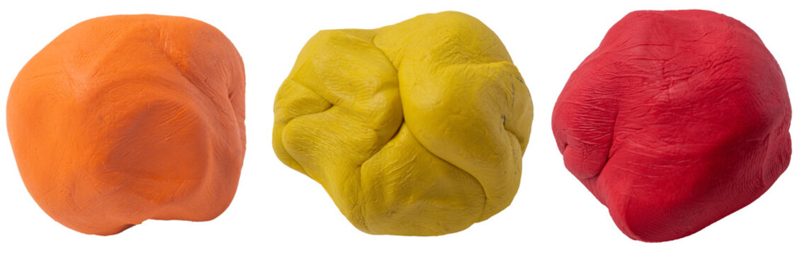 Isolated collection of plasticine balls on a white background