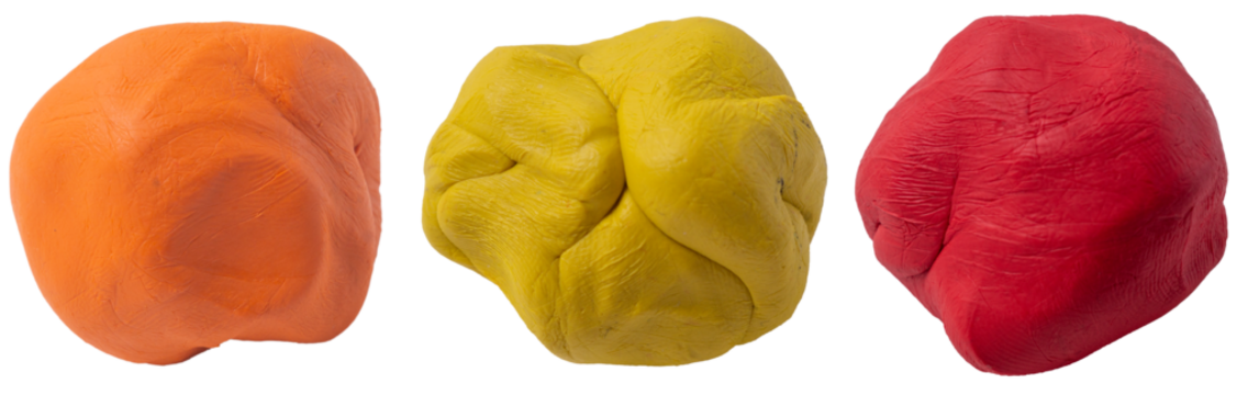 Isolated collection of plasticine balls on a white background