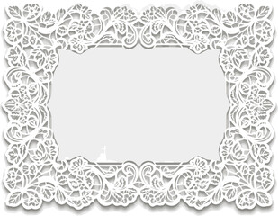 Create a White place mat with ornate lace border vector art with white background.
