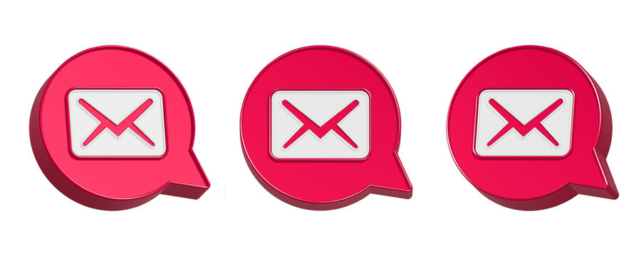 3d rendering icon message in red bubble chat - Powered by Adobe