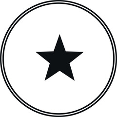 Black star icon in white double-lined circle, isolated graphic