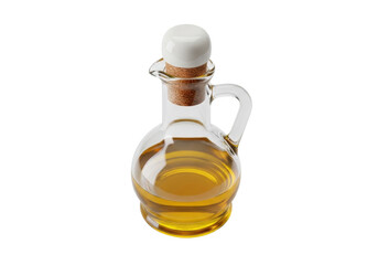 Olive oil in glass bottle isolated PNG, healthy cooking ingredient on transparent background for culinary use