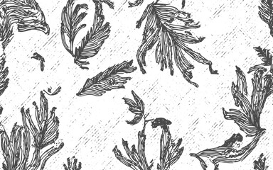 Intricate black and white engraved floral background for retro design projects