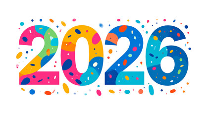 Fototapeta premium Vibrant Abstract 2026 New Year Numbers Design with Colorful Confetti