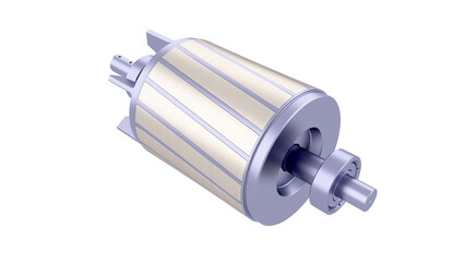 AC Induction Motor Rotor - Squirrel Cage Rotor. High-quality 3D rendering isolated on white background. Ideal for professionals, educational, engineering, and industrial design.
