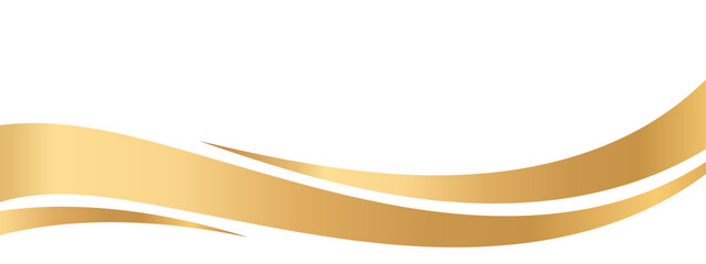 Golden swooshes wave element with a metallic gradient for a luxurious border or footer on a certificate, banner, or invitation