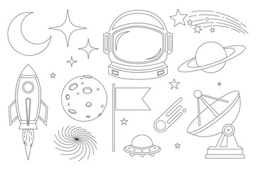 Vector Outline Drawings of Space and Astronomy Objects