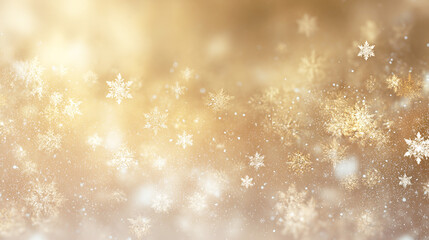金色の雪の結晶が舞う冬の背景テクスチャ
