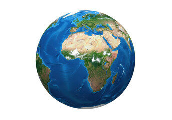 Detailed Earth globe showing Africa and Europe isolated PNG, realistic planet model on transparent background for geography and science projects