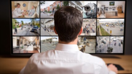 Obraz premium AI core monitoring security alerts, futuristic SOC,