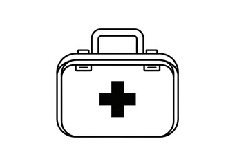 First aid kit PNG isolated on transparent background, medical suitcase with cross symbol for healthcare and emergency use