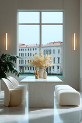Elegant dining area overlooking venice canal