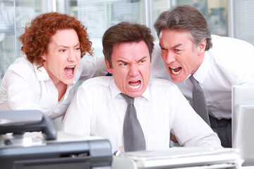 Discussion turns heated during office debate among coworkers on work topics Generative AI