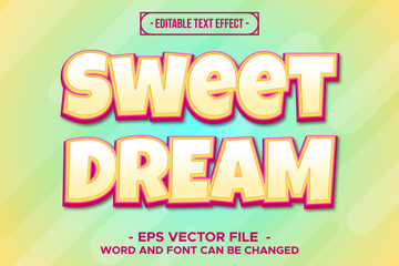 Sweet Dream Editable Text Effect &ndash; Cute Pastel Cartoon Style Typography Vector
