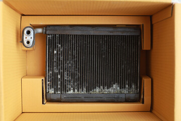 Old car radiator close-up photo