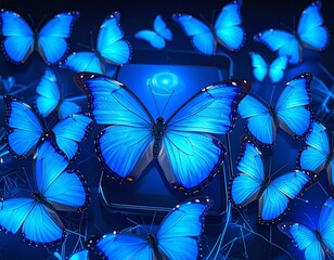 butterfly on a flower, butterfly isolated, butterflies flying, butterflies and flowers, virtual world, technology cyber world, three-dimensional virtual world
