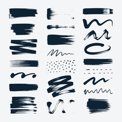 Hand-Drawn Ink Brushstroke and Texture Elements Set