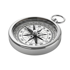 Precision Navigational Tool Silver Compass Pointing North for Exploration Orientation Adventure