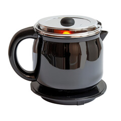 Stylish Tea Kettle Black Electric Hot Water Boiler with Stainless Steel Lid on Black Background Home