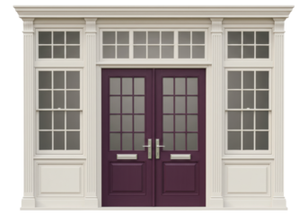 Elegant double door with sidelights PNG illustration isolated on transparent background Architectural design element