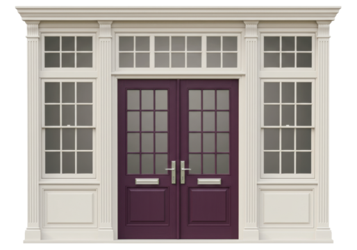 Elegant double door with sidelights PNG illustration isolated on transparent background Architectural design element
