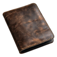 Distressed Brown Leather Wallet Portrait Vintage Style Rustic Texture Mens Fashion Accessory Classic