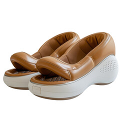 Modern massage slipper health wellness physiotherapy relax ergonomics recovery technology tan