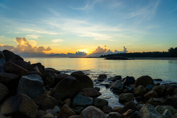 Naratouch beach at sunrise in Narathiwat province southern of Thailand.
