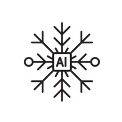 A vector icon representing an AI-enhanced snowflake, symbolizing smart festive design, created in line style with editable stroke