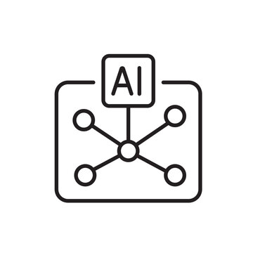 A vector icon representing AI decoration planner with connected nodes, created in line style with editable stroke
