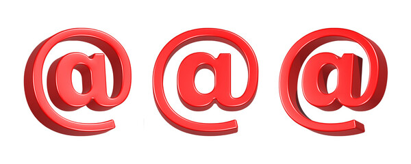 3d rendering icon mention or tag in red color