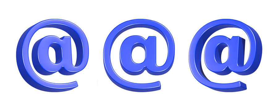 3d rendering icon mention or tag in blue color