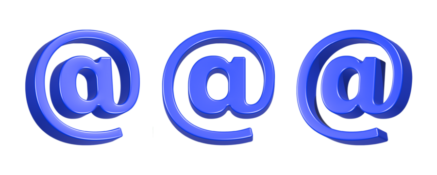 3d rendering icon mention or tag in blue color