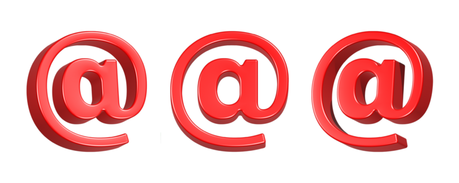 3d rendering icon mention or tag in red color