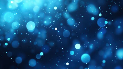 Abstract Blue Bokeh Background with Glowing Particles and Floating Dust