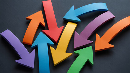 A collection of colorful arrows pointing in various directions