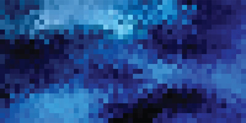 Abstract pixelated blue background image for digital art and design, showing a mosaic of vibrant and dynamic color blocks, perfect for artistic concepts and unique visual statements