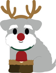 Cute Schnauzer Dog Christmas Elements