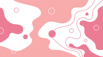 Abstract Pink and White Fluid Design Illustration for Wallpaper and Background, with Decorative Circles and Flowing Shapes