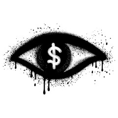 Spray Painted Graffiti eye Sprayed isolated with a white background.