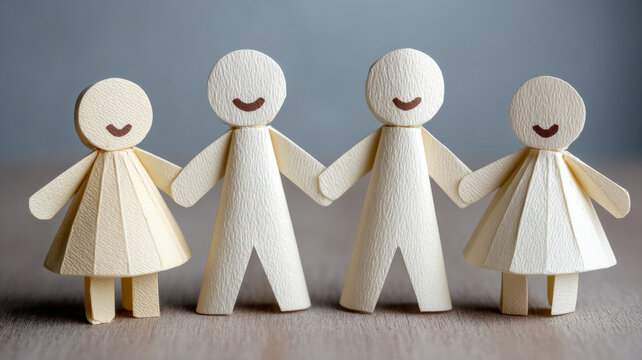 Paper dolls holding hands symbolizing family unity and togetherness.